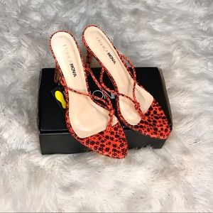 Orange leopard heels
